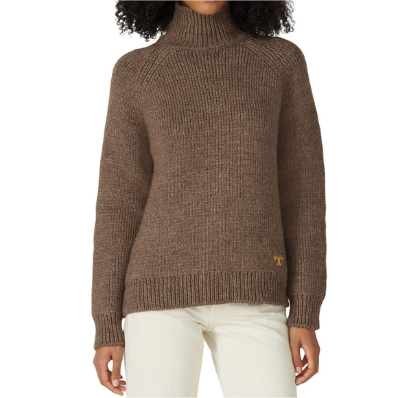 Tory Burch Brown Cowl Neck Sweater - Raglan Turtleneck - Picture 3 of 4